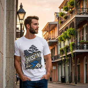 Vintage Louisiana State Heritage Jazz & Bayou Art T-Shirt