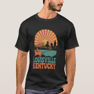 Vintage Louisville Kentucky Skyline with Horse Rid T-Shirt