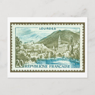 Vintage Lourdes, France, Stamp Postcard