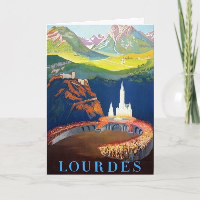 Vintage Lourdes France Travel Postcard (Front)