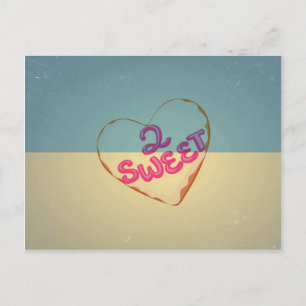 Vintage Love 2 Sweet Heart. Retro Blue Cream Sepia Postcard