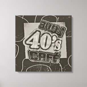 Vintage Love 40's Cafe - Wrapped Canvas