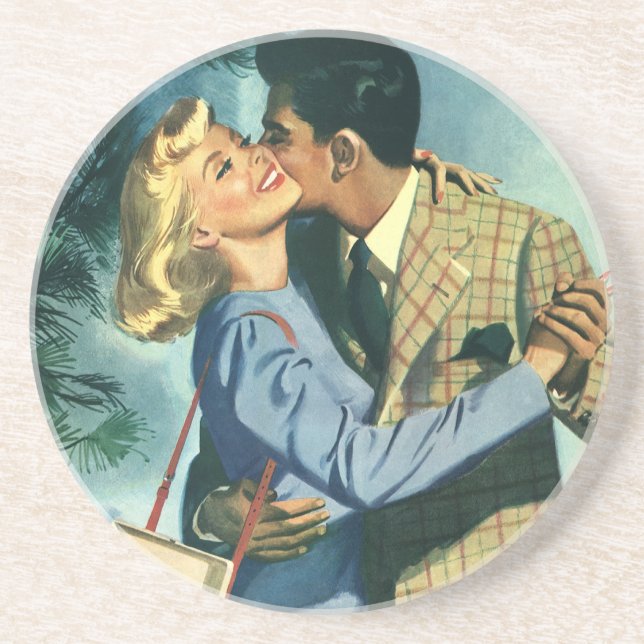 Vintage Love and Romance, Christmas Dance Coaster (Front)