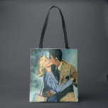 Vintage Love and Romance, Christmas Dance Tote Bag<br><div class="desc">Beautiful all-over-print tote bags! Available in two styles and two sizes! 
Vintage illustration love and romance image featuring a man and a woman on a romantic date dancing to the music on the radio by a Christmas tree.</div>