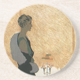 Vintage Love and Romance, Couple Elegant Dinner Coaster