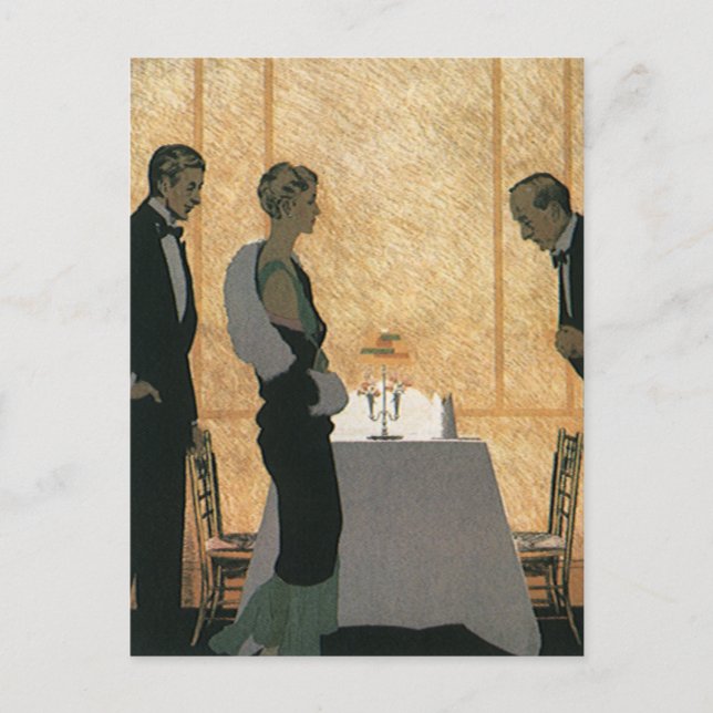 Vintage Love and Romance, Couple Elegant Dinner Postcard (Front)