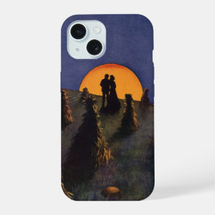 Vintage Love and Romance, Harvest Moon Kiss iPhone 15 Case
