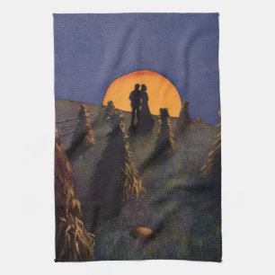 Vintage Love and Romance, Harvest Moon Kiss Tea Towel