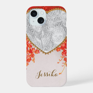 Vintage Love and Romance, Hearts and Flowers iPhone 15 Case