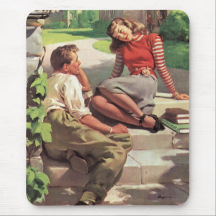 Vintage Love and Romance, High School Sweethearts Mouse Mat