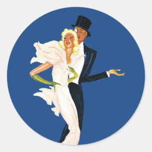 Vintage Love and Romance, Modern Wedding Couple Classic Round Sticker