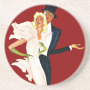 Vintage Love and Romance, Modern Wedding Couple Coaster