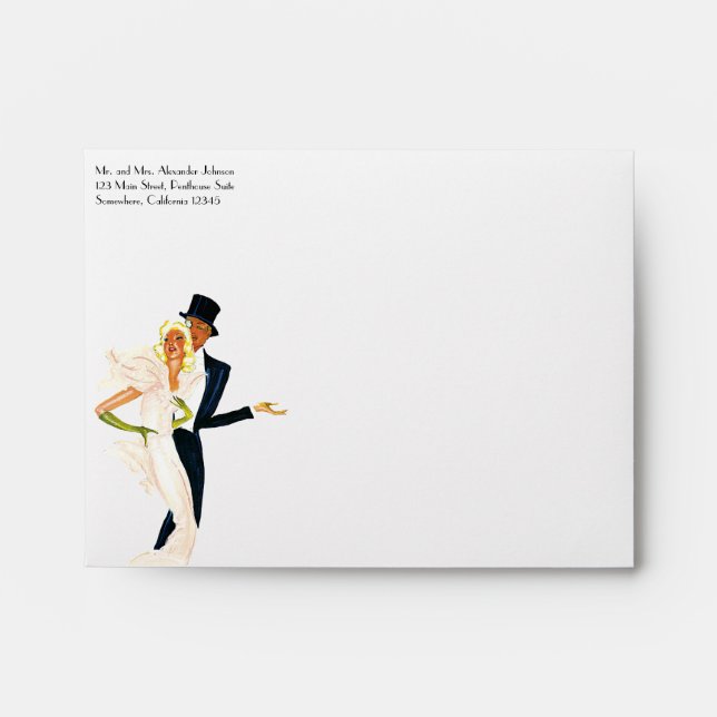 Vintage Love and Romance, Modern Wedding Couple Envelope (Front)
