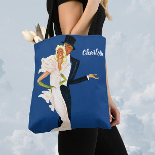 Vintage Love and Romance, Modern Wedding Couple Tote Bag