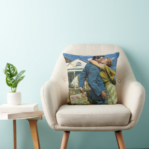 Vintage Love and Romance Newlyweds Buy First House Cushion