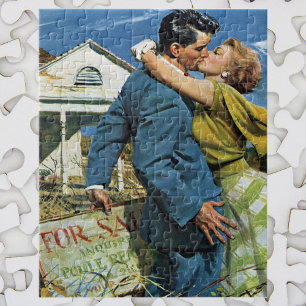 Vintage Love and Romance Newlyweds Buy First House Jigsaw Puzzle