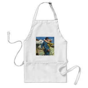 Vintage Love and Romance Newlyweds Buy First House Standard Apron