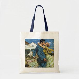 Vintage Love and Romance Newlyweds Buy First House Tote Bag
