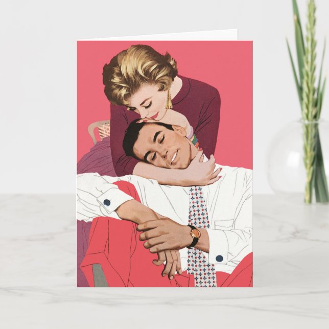 Vintage Love and Romance, Newlyweds in Pink Card (Front)