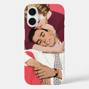 Vintage Love and Romance, Newlyweds in Pink iPhone 16 Case
