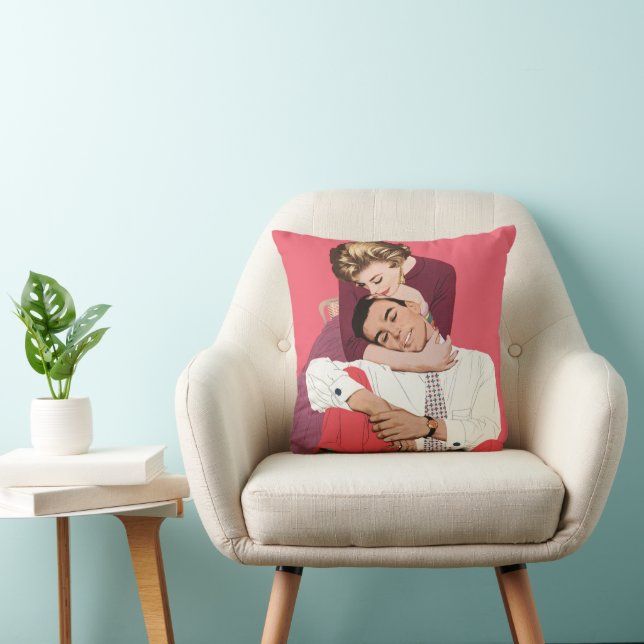Vintage Love and Romance, Newlyweds in Pink Cushion (Chair)