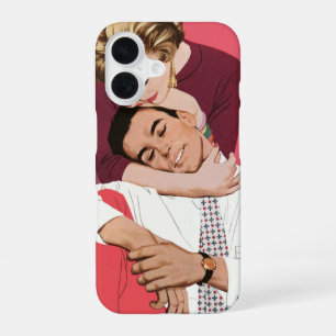 Vintage Love and Romance, Newlyweds in Pink iPhone 16 Case