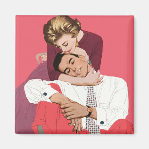 Vintage Love and Romance, Newlyweds in Pink Magnet