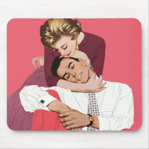Vintage Love and Romance, Newlyweds in Pink Mouse Mat