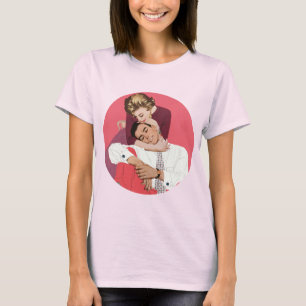 Vintage Love and Romance, Newlyweds in Pink T-Shirt