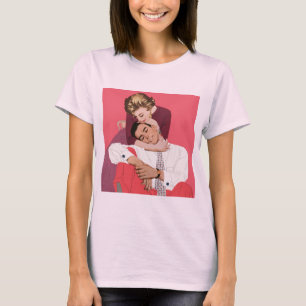 Vintage Love and Romance, Newlyweds in Pink T-Shirt