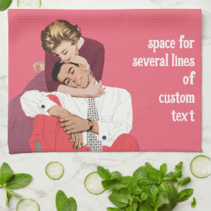 Vintage Love and Romance, Newlyweds in Pink Tea Towel