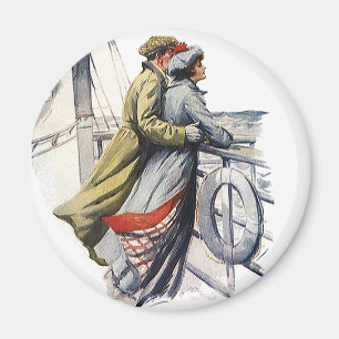Vintage Love and Romance, Newlyweds on Cruise Ship Magnet