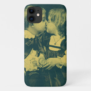 Vintage Love and Romance Photo, Children Kiss iPhone 11 Case