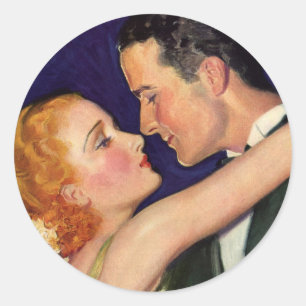 Vintage Love and Romance, Retro Hollywood Movies Classic Round Sticker