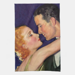 Vintage Love and Romance, Retro Hollywood Movies Tea Towel