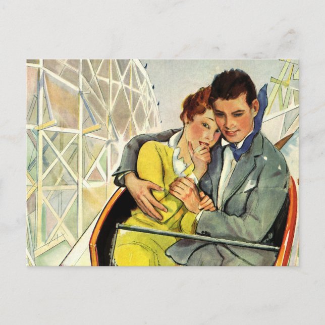 Vintage Love and Romance, Roller Coaster Ride Postcard (Front)