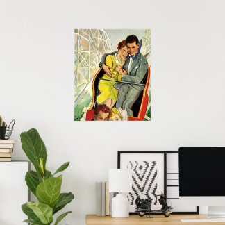 Vintage Love and Romance, Roller Coaster Ride Poster