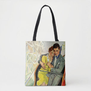 Vintage Love and Romance, Roller Coaster Ride Tote Bag
