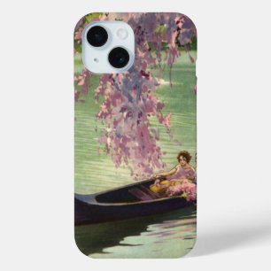 Vintage Love and Romance, Romantic Canoe Ride iPhone 15 Case