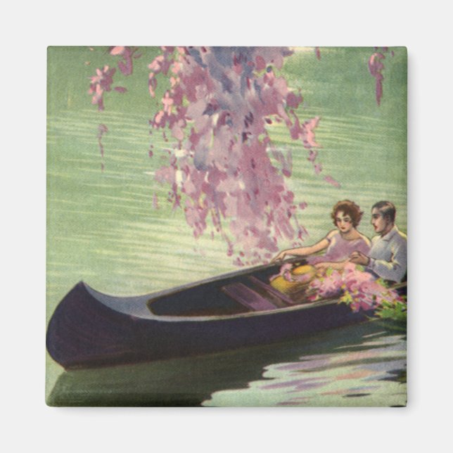 Vintage Love and Romance, Romantic Canoe Ride Magnet (Front)