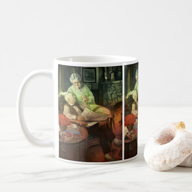 Vintage Love and Romance; Romantic Grandparents Coffee Mug (With Donut)