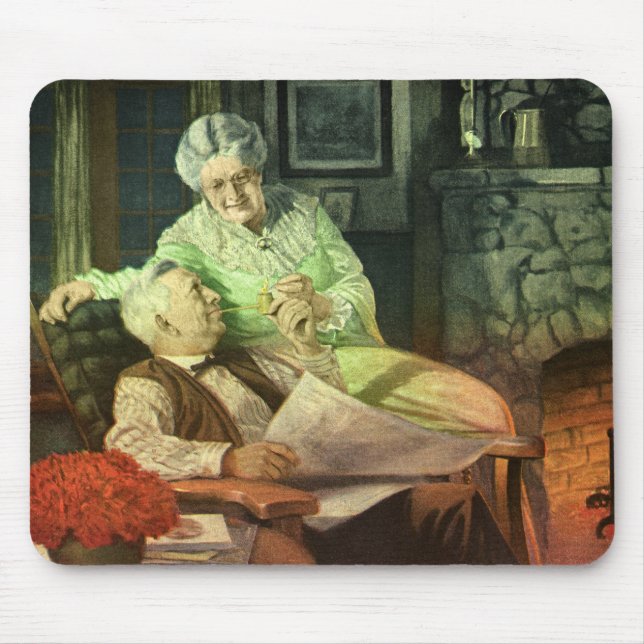 Vintage Love and Romance; Romantic Grandparents Mouse Mat (Front)