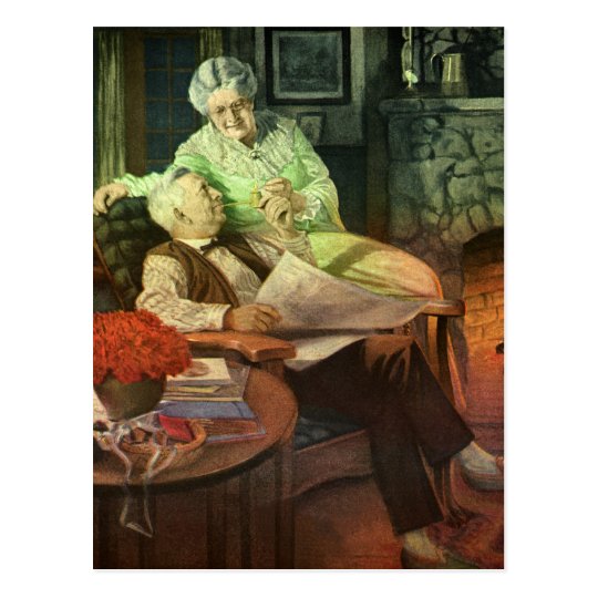 Vintage Love and Romance; Romantic Grandparents Postcard