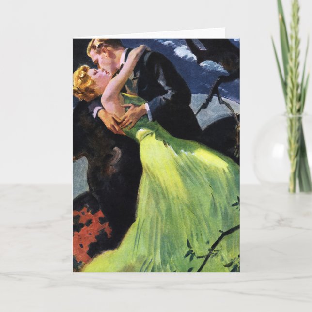 Vintage Love and Romance, Romantic Kiss Card (Front)