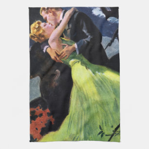 Vintage Love and Romance, Romantic Kiss Tea Towel