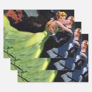 Vintage Love and Romance, Romantic Kiss Wrapping Paper Sheet