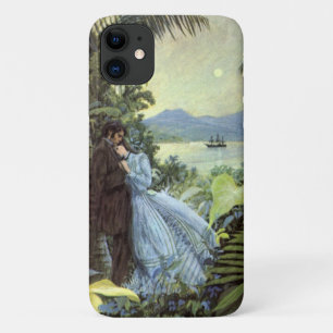 Vintage Love and Romance, Romantic Tropical View iPhone 11 Case