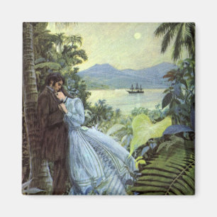 Vintage Love and Romance, Romantic Tropical View Magnet