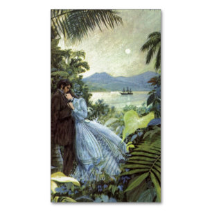 Vintage Love and Romance, Romantic Tropical View Magnetic Business Card