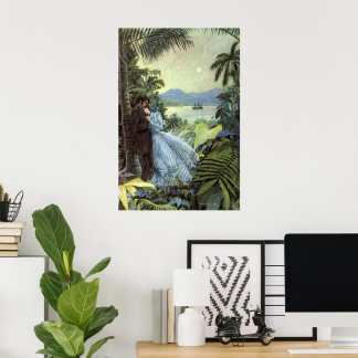 Vintage Love and Romance, Romantic Tropical View Poster
